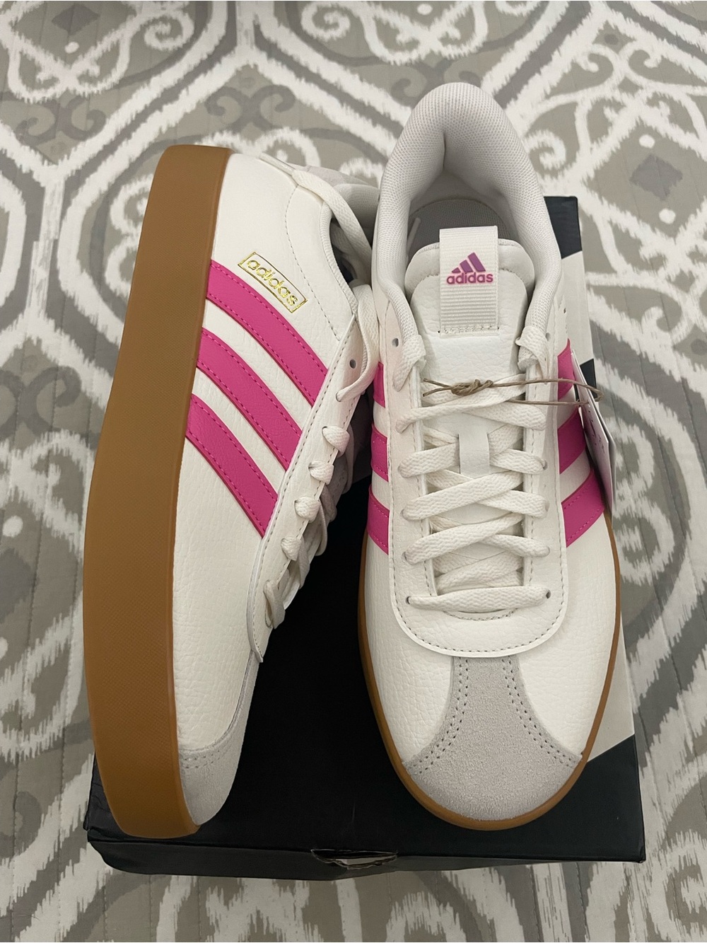 adidas Women's White & Pink Sneakers